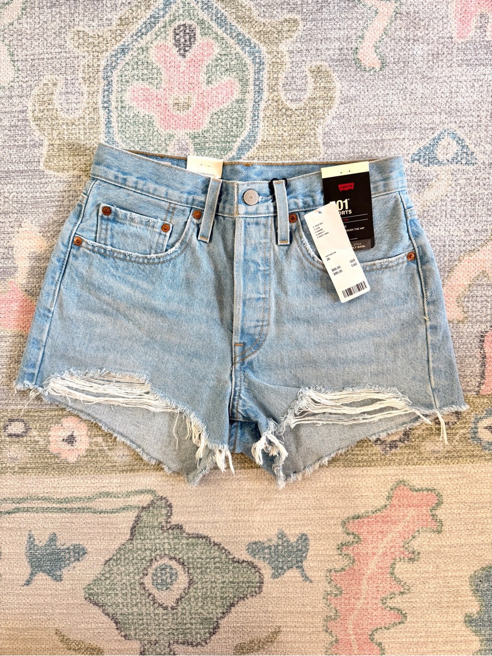 Levi's Light Blue Denim Cutoff Shorts 26 - Picture 3 of 3